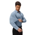 thumbnail image 5 of Youclos Men’s Solid Long Sleeve Button‑Up Dress Shirt, Stretch Wrinkle Resistant Slim Fit Shirt, 5 of 8