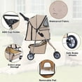 thumbnail image 6 of BestPet 3 Wheels Pet Stroller Folding with Cup Holder & Removable Liner,Beige, 6 of 7