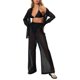 thumbnail image 2 of Txlixc Blusa de botón transparente de manga larga y pantalones de piernas anchas para mujeres Txlixc  moda, 2 of 10
