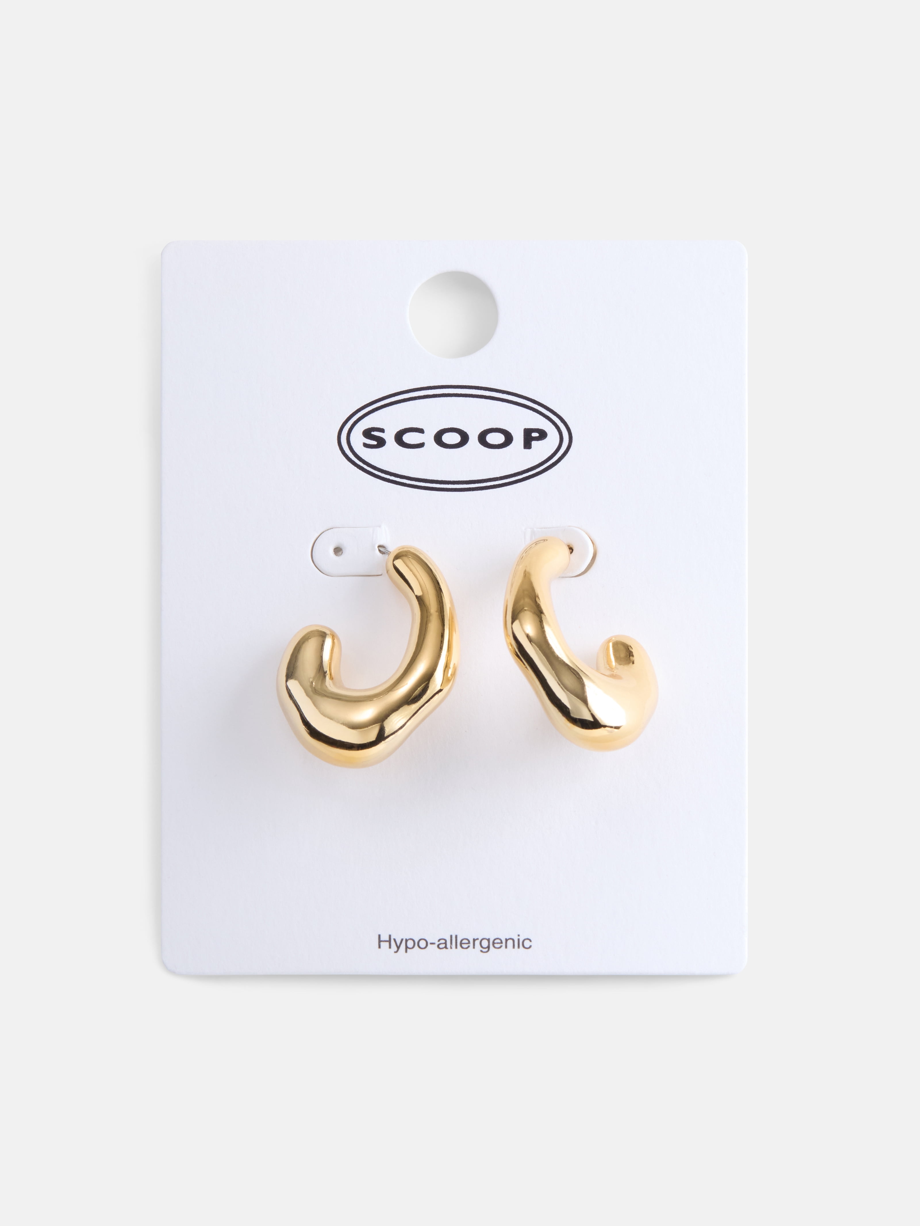 Scoop Women's Gold Tone Abstract Open Hoop Earrings, 1 Pair