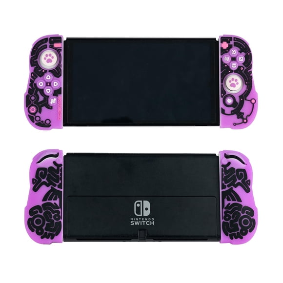 WISHAVEN Glow-in-The-Dark Soft Silicone Protective Cover Case for Nintendo Switch/Switch OLED Joycon Controller, Purple