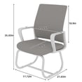 thumbnail image 2 of Modern Office Chair No Wheels, Ergonomic Study Chair with Handrail and Steel Legs, Comfy Home Office Desk Chairs with Ultra Thick Cushion, White+Gray, 2 of 9