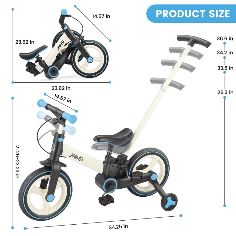 JMMD 6-in-1 Toddler Bike for Ages 18-60 Months, Foldable Balance