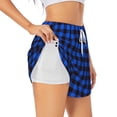 thumbnail image 2 of Disketp Buffalo Plaid Blue Black Print Women's Shorts Workout Shorts for Athletic Gym Running Shorts with Phone Pockets Medium, 2 of 8