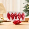 thumbnail image 4 of ZENVIVE Glittered Pinecone Christmas Ornaments, Set of 6 with Gold Caps and Hanging Loops, Festive Holiday Xmas Tree Party Home Indoor Display, Red Glitter, 4 of 5