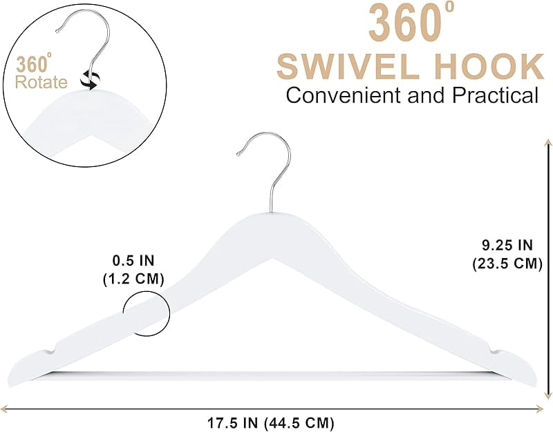 Cnshop 20-Pack Wooden Coat Hangers, Non-Slip Suit Hangers with 360° Rotatable Hook for Closet
