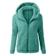 thumbnail image 6 of Womens Jacket Women's Hooded Sweater Coat Winter Warm Wool Zipper Solid Cotton Outwear Womens Trench Coat Light Blue XXXL, 6 of 6