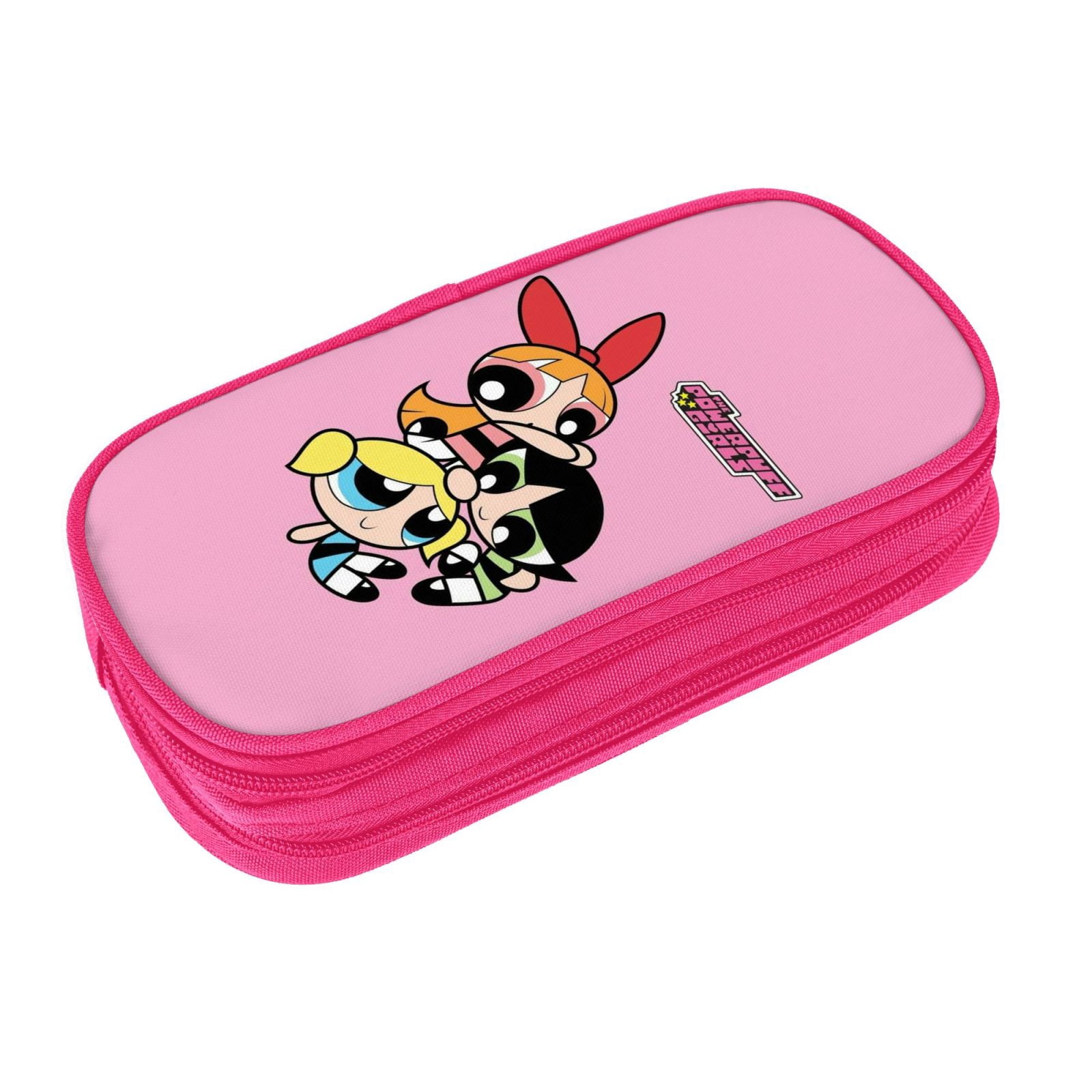 The Powerpuff Gi-rls Pencil Case Large Capacity Pencil Pouch Penbag Office Stationery Organizer Travel Makeup Bag Pink