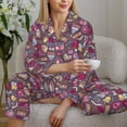 thumbnail image 6 of Fotbe Doodles Wedding Pattern Long Sleeve Pajama Set for Women,Sleepwear Set,2-piece Loungewear Set,Soft PJs Comfy Nightwear with Pockets -, 6 of 7
