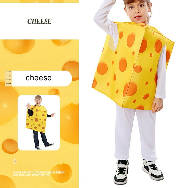 Funny Kids Halloween Cheese Costume Boy Girl Cheese Tunic Cosplay Party Outfit Fancy Dress Up Clothes