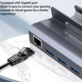 thumbnail image 3 of Game Console Dock, 6 In 1 Game Console Docking Station Easy Connection Gigabit  Port Heat Dissipation USB3.0 Hub  For Mouse, 3 of 8