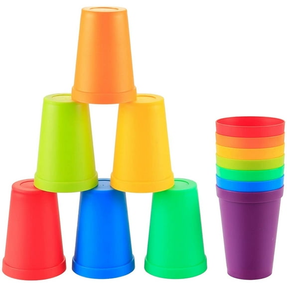 Casewin 13.5ounce Plastic Tumblers/ Drinking Glasses/Party Cups/Iced Tea Glasses,Unbreakable, Dishwasher Safe, BPA Free,set of 12 in 6 Assorted Colors