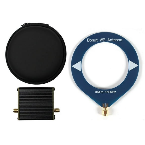 Donut Loop Antenna Broadband Antenna 10kHz-180MHz with Low Impedance Converter for Radio Walkie Talkie SDR Blue