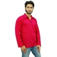 thumbnail image 4 of Atasi Ethnic Men's Short Kurta Full Sleeve Collar Neck Cotton Fuchsia Shirt-Small, 4 of 7