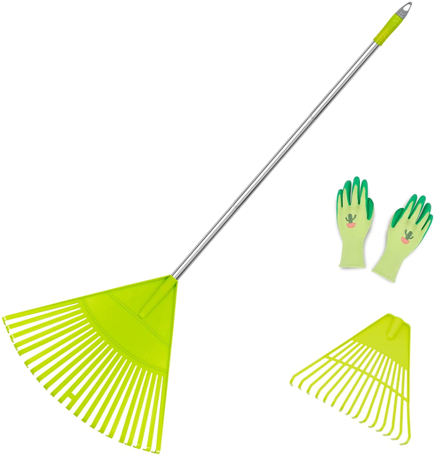 Plastic Leaf Rake Set, Garden Poly Shrub Rake with 56’’ Lightweight