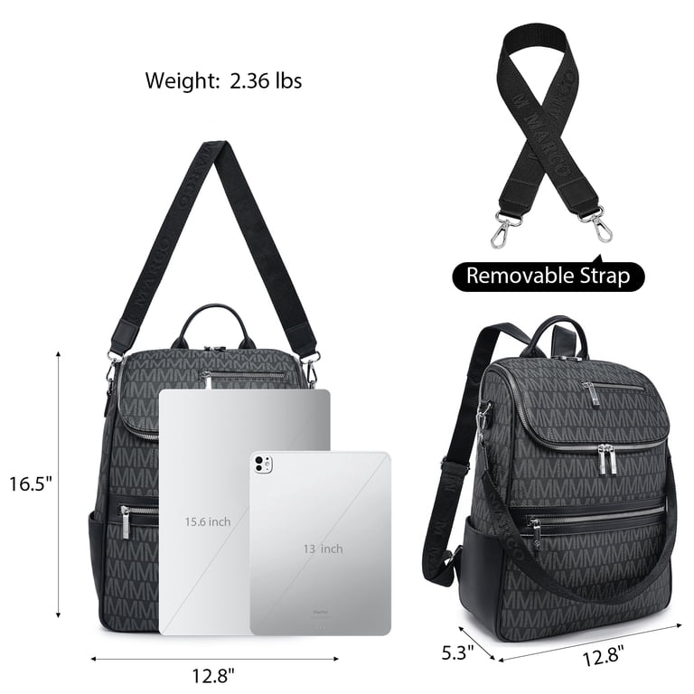 Vegan Leather Backpack Purse for Women 15.6 inch Laptop Bag  display picture 3