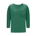 thumbnail image 4 of POIUYTR Women Summer V Neck Shirts Casual 3/4 Sleeve Solid Color Tshirts Basic Loose Fit Stretch Tops, 4 of 6