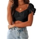thumbnail image 2 of Top ANGGREK Con Hombros Descubiertos Corto Con Volantes Mujer, 2 of 6
