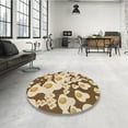 thumbnail image 4 of Ahgly Company Machine Washable Indoor Round Transitional Khaki Gold Area Rugs, 7' Round, 4 of 7
