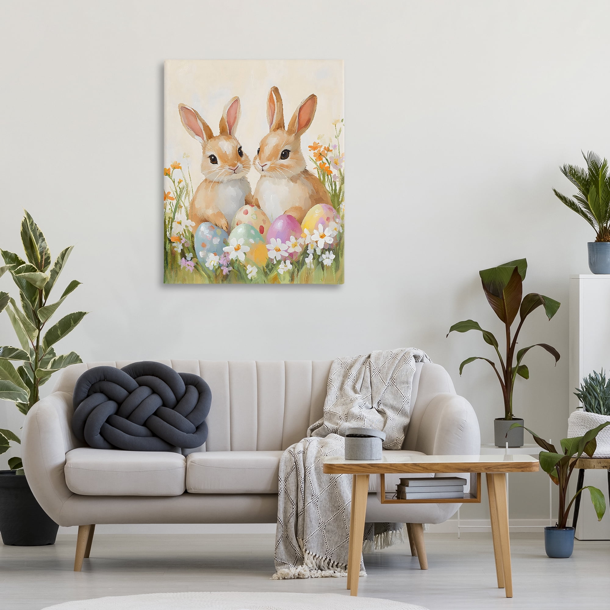 Stupell Industries Bunnies with Painted Easter Eggs Canvas Wall Art, design by The Prints Vibe