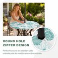 thumbnail image 4 of Round Outdoor Tablecloth with Umbrella Hole and Zipper, Teal Coastal Summer Tablecloth with Elastic Waterproof, Coral Shell Starfish Nautical Patio Table Covers for 45" - 54" Picnic Pool Tables, 4 of 9
