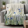 thumbnail image 2 of Botanical Flower Blanket Soft Cozy Warm Throw Blanket for Couch, Plush Fuzzy Flannel Fleece Blankets for Sofa, Watercolor Floral Herbs Farmhouse Retro Bed Blankets Lightweight Gifts for Men, 50"x80", 2 of 9