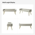 thumbnail image 6 of 55" Upholstered Ottoman Bench with Arms Low Back,End of Bed Entryway Bedroom Golden Tapered Leg Grey, 6 of 8