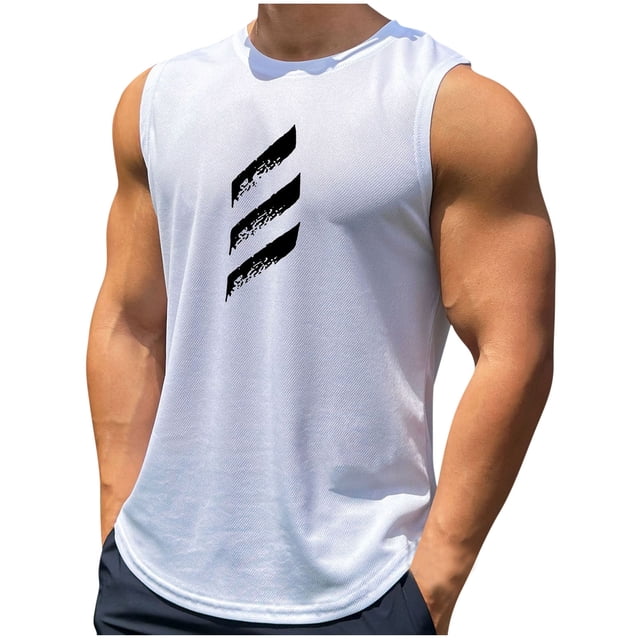 Camisas de Suéter para Hombre Casual Malla Cuello Redondo Deportes sin Mangas Top de Moda, Algodón para el Uso Diario de Primavera Verano