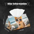 thumbnail image 4 of Kdxio Surfing Cat Sun Print Tissue Box Cover,Modern PU Leather Rectangular Tissue Box Holder for Bathroom Living Room Bedroom Office Desk Car Home, 4 of 6