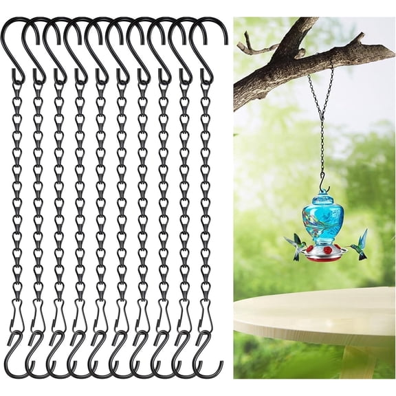 Tutuviw 10 Pcs 10 in Black Hanging Chains with S Hooks for Hanging Plants,Plant Hanger,Adjustable Replacement Plant Hangers Outdoor for Bird Feeders,Lanterns and Flower Basket Pots