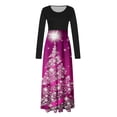 thumbnail image 4 of Edvintorg Maxi Dress for Women Women's Christmas Print Party Wedding Guest Dresses Loose Crew Neck Long Sleeve Casual Long Dress, 4 of 5
