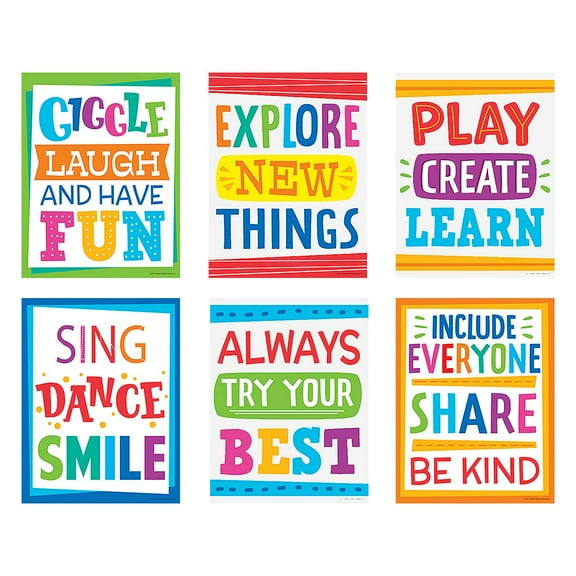 Fun Express Preschool Playroom Posters - 6 Pieces