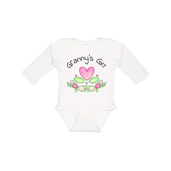 Inktastic Granny's Girl- heart flowers Girls Long Sleeve Baby Bodysuit
