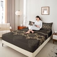 thumbnail image 4 of Feelyou Mystic Mandala Damask Full Size Sheets, Bohemian Flower Brown Bed Sheets, Mid Century Fashion Sheet Sets, Super Cozy Room Decor, 4 Pieces, 4 of 7