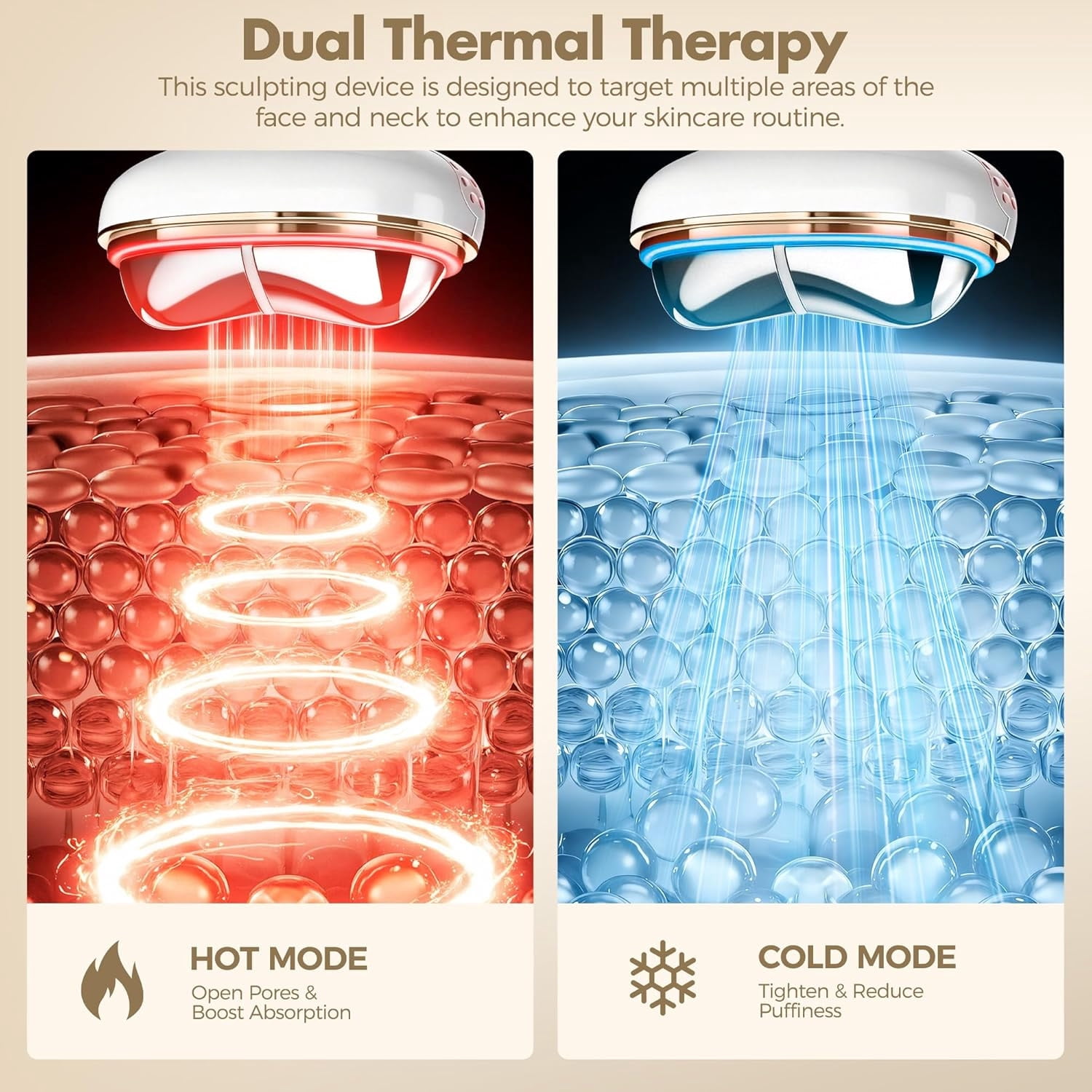 7-in-1 Hot & Cold LED Red Light Therapy Face & Neck Massager- Electric Gua Sha Facial Device with Microcurrent EMS, Vibration & Skin Tightening Tool for Anti-Aging, Firming & Fine Lines
