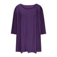 thumbnail image 7 of Otntypg Plus Size Tops for Women Pleated Front Crewneck Short Sleeve Blouses to Hide Belly 2025 Summer Flowy Tunic Shirts for Leggings Purple XXXXXL, 7 of 7