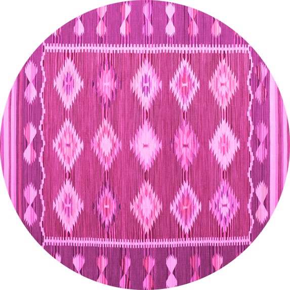 Ahgly Company Indoor Round Southwestern Pink Country Area Rugs, 3' Round