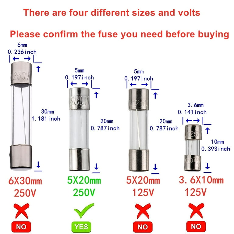 5x20mm 0.2A 0.2amp 250V Fast-Blow Electric Glass Fuses, 0.2
