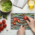thumbnail image 4 of Chevron Cutting Board, Repetitive Ornate Chevron Patterns Filled with Baroque Floral Texture Motifs, Decorative Tempered Glass Cutting and Serving Board, Small Size, Multicolor, by Ambesonne, 4 of 5