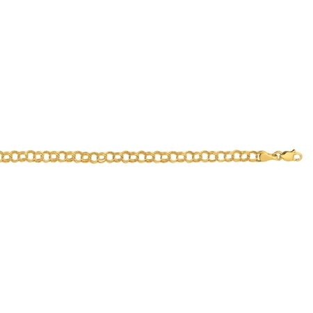 10K Yellow Gold Shiny Round Chain Link Womens Fancy Bracelet with Lobster Clasp
