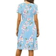 thumbnail image 3 of Women's Summer Sundress Casual Short Sleeve V-Neck Short Party Dress with Pockets, 3 of 5
