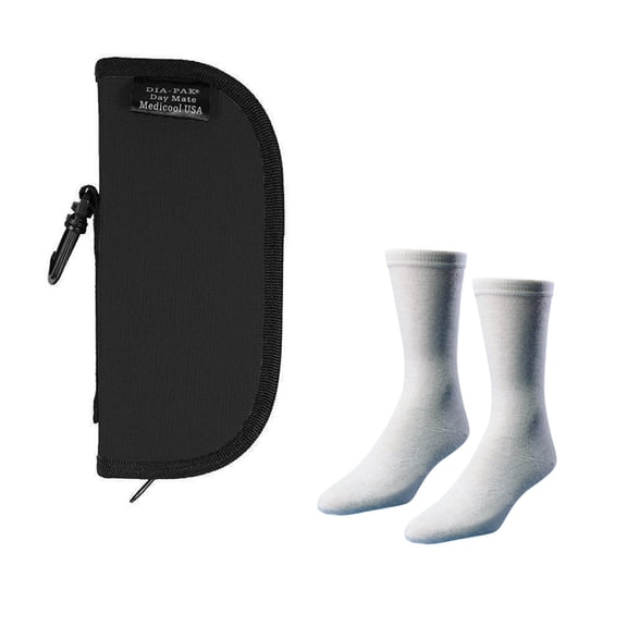 Dia-Pak Daymate Black Insulin Carrying Case and Euro Comfort Sock Bundle | DPDAYM/BK-EURO-LG