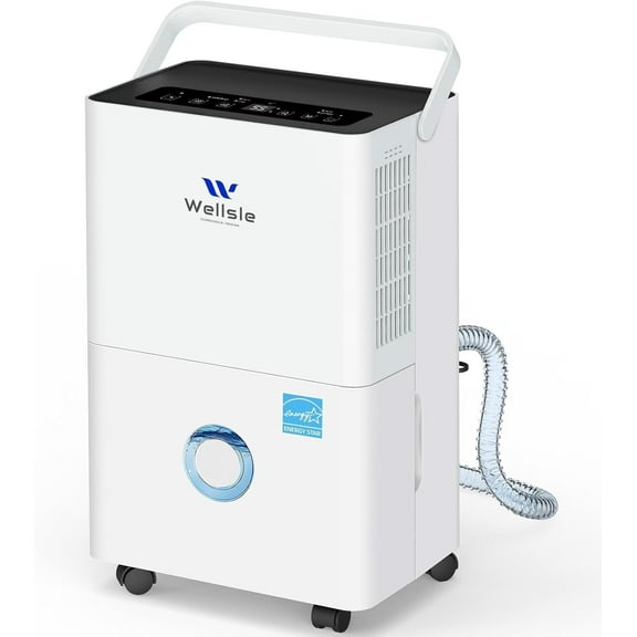 Wellsle 24 Pint Energy Star Dehumidifier for Basement Large Rooms Smart Humidity Control with 3 Modes and 24 HR Timer Auto Shut off