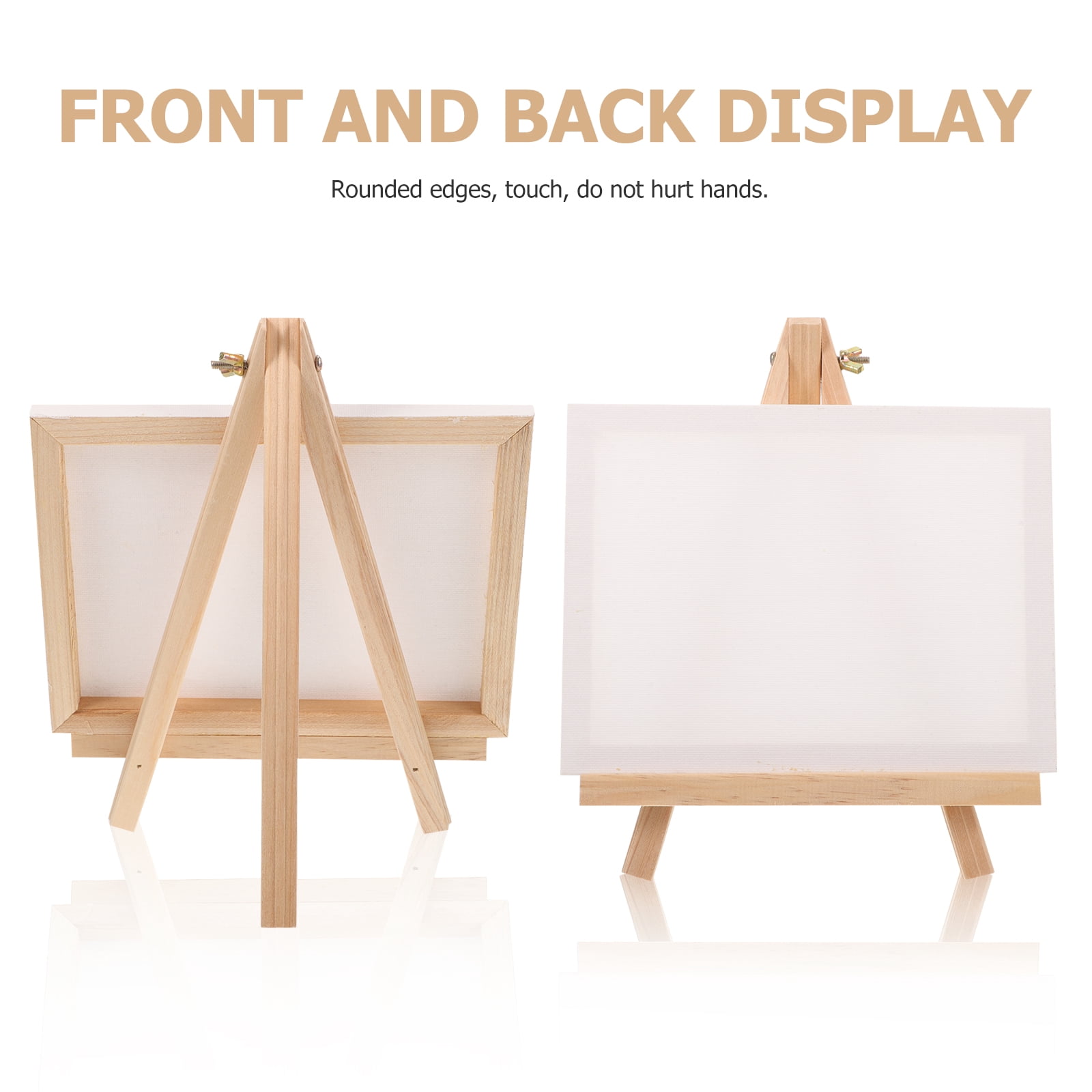 Worgeous  4 Sets Mini Canvas Canvases with Easel Kits Table Top Easels for Painting Child