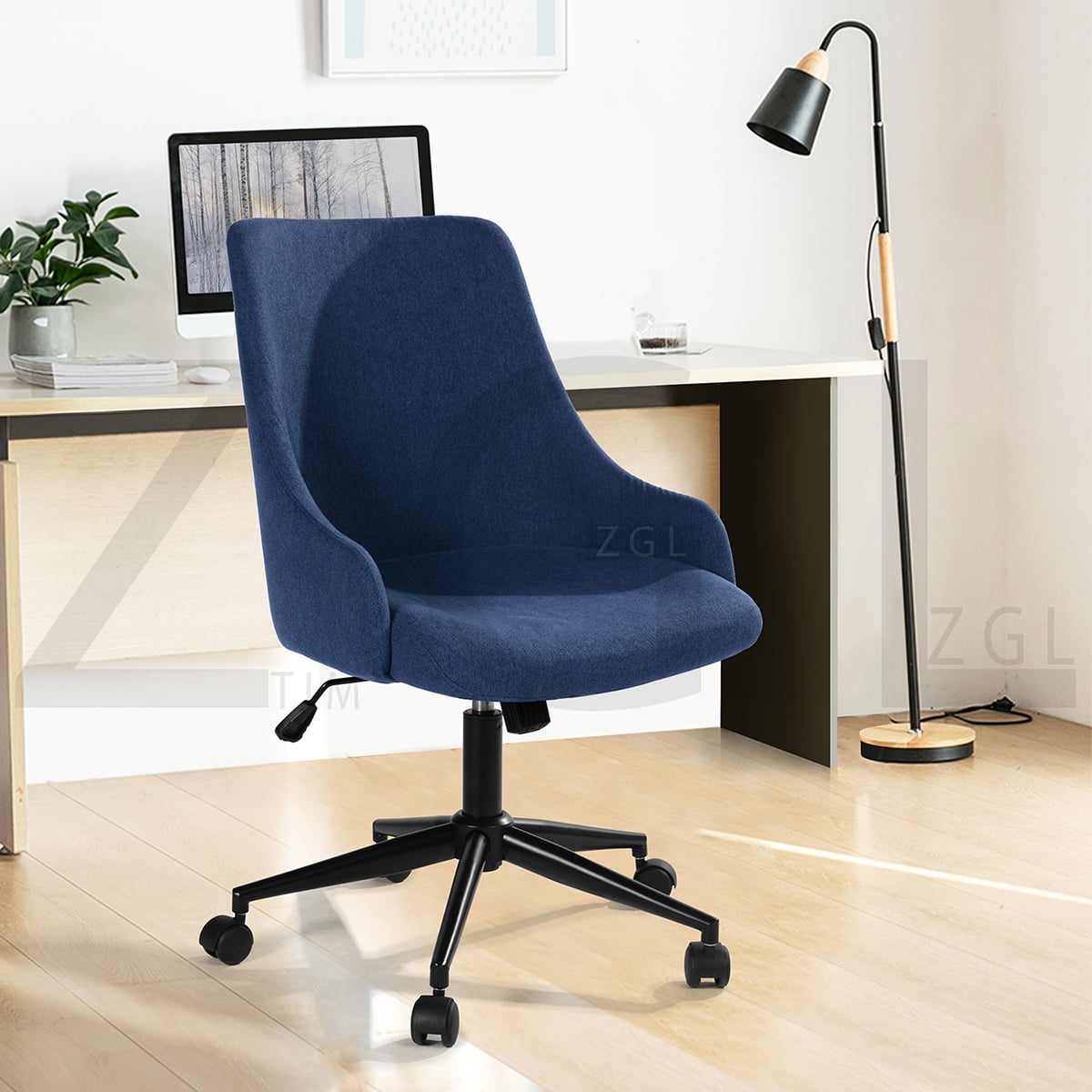 Houseinbox Office Task Chair PU Mid Back Adjustable Design Swivel Home Computer Desk Office