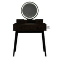 thumbnail image 3 of Kadyn Vanity Set with Touch Screen Lighted Mirror, Makeup Table with Cushioned Stool, 4 Drawers, Rustic Brown and Black, 3 of 10