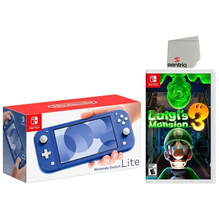 Nintendo Switch Lite 32GB Blue Edition and Luigi's Mansion 3 Bundle - Japan Import with US Plug with Screen Cleaning Cloth