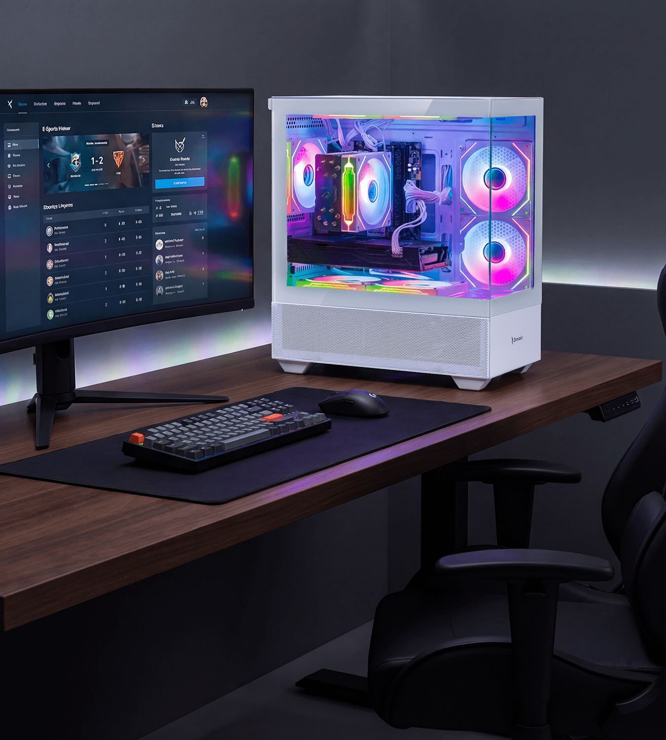 EVOUNIC ARGB Gaming PC Computer Desktop i7-8700K RTX 3060 12GB GDDR6 512GB SSD+1TB HDD 16GB RAM WiFi6 BT 5.4 Win11 W/ RGB Keyboard & Mouse
