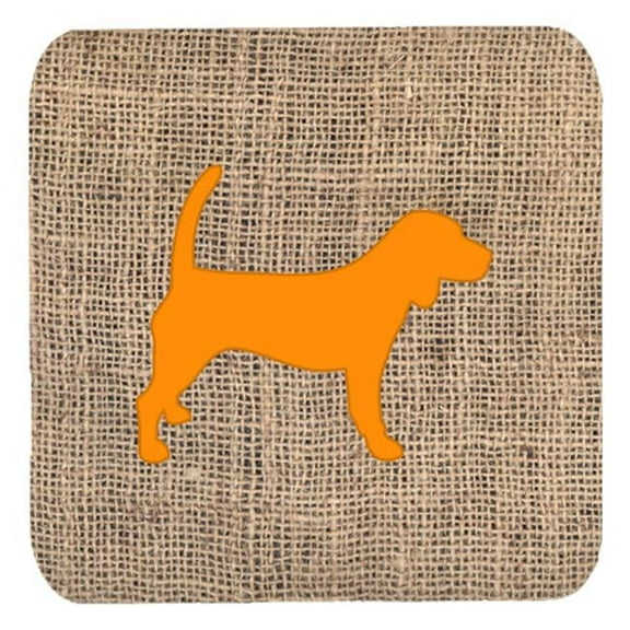 Beagle Burlap And Orange Foam Coasters, Set Of 4