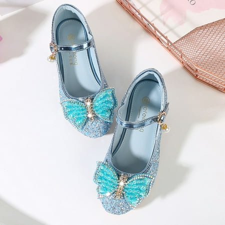 

Aayomet Toddler Little Kid Girls Dress Pumps Glitter Sequins Princess Bowknot Low Heels Party Dance Girls Jelly Sandals Size 1 Blue 12 Little Kid